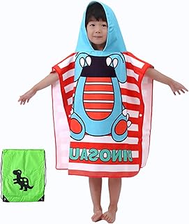 Children's bath towel with nice transport bag for 1-6 years, hooding towel for the beach and swimming (size 60 x 120 cm, red dinosaur motif).. Experience shopping satisfaction with DIAYTAR NIGERIA's vast selection and budget-friendly delivery options.