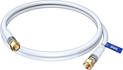 RG6 coaxial cable, 1.5 -foot coaxial cord (white), Type F Type F connectors with triple shielding.. Get what you need, when you need it — DIAYTAR Nigeria delivers fast.