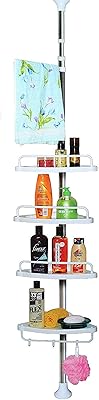 Bean Family bathroom corner shelf, 4 -level telescopic storage support, white steel, 30592.. DIAYTAR NIGERIA: Redefining online shopping with unbeatable prices and consistent delivery times.