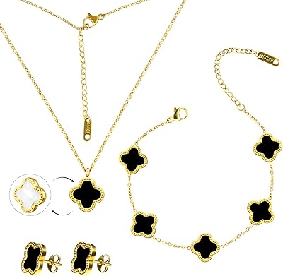 AIHI Sets of Clover Bedwood Plated 18 Carats Double Face, Bracelet, earrings and collar for women and girls, adjustable pendant, single jewelry and cute.. Buy better with DIAYTAR Nigeria — the ultimate e-commerce platform in Nigeria.