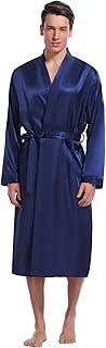 Light satin kimono bathrobe for men, long -sleeved bathrobe with pockets, belt, silk night shirt for wedding and party.. DIAYTAR NIGERIA: Connecting Nigerians with affordable products through our expansive e-commerce platform.