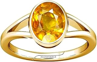 Panchdhatu ring in adjustable yellow sapphire Divya shakti of pokraj gemstone 6.25-6.50 carats for men and women.. DIAYTAR NIGERIA: Where affordability and variety meet with convenient delivery within 8 days.