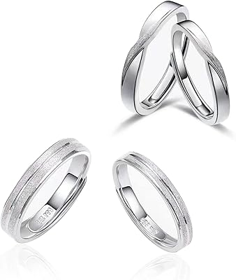 Set of adjustable thick open rings, 4 pieces of platinum platinum rings for women and men.. DIAYTAR NIGERIA: Your partner in affordable online shopping with dependable delivery within 8 days.