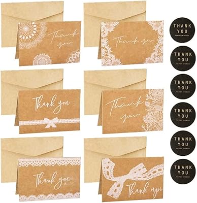KRAFT paper thanks, package of 12, 6 different models with envelopes and stickers for wedding, baby shower, Thanksgiving cards.. Great deals and fast delivery — the DIAYTAR Nigeria guarantee.