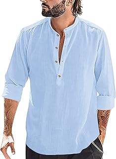 Cotton buttoned beach shirt and Henley for men, summer relaxed shirt.. DIAYTAR NIGERIA connects you with thousands of products at competitive prices, delivered within a week.
