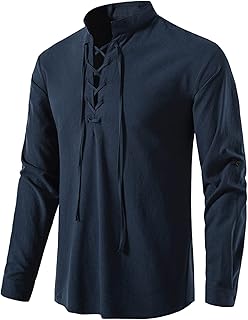 Cotton shirt and long -sleeved linen for men, classic lace -up, casual Scottish style.. Save time and money with DIAYTAR Nigeria’s online store.