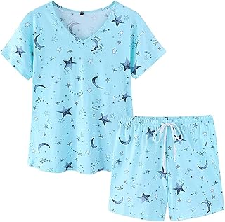 Set pajamas shirt and short sleeves for women, V -neck, cute cotton, large size, night clothes for summer.. DIAYTAR NIGERIA combines affordability with convenience, delivering your purchases within 5-8 days.