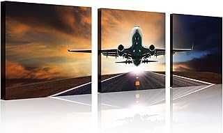 Totoper 3 vintage airplane art panels, vintage plane decor at sunset, tent and framed plane printing for home decoration, 3 rooms/set.. Your complete retail destination, DIAYTAR NIGERIA combines extensive variety with prompt delivery.
