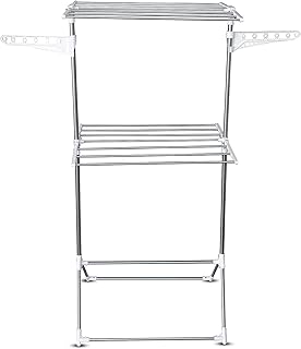 Sky-Touch foldable linen laundry, adjustable hanger at 2 levels in stainless steel with folding wings for inner and outdoor use.. DIAYTAR NIGERIA makes online shopping accessible with our budget-friendly prices and reliable shipping.