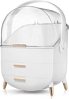Makeup storage organizer with lid and drawers - Cosmetic showcase in white and pink gold acrylic for bathroom, desk, chest of drawers, waterproof - waterproof - waterproof - waterproof - waterproof - waterproof.. DIAYTAR Nigeria — the online store where variety meets value.