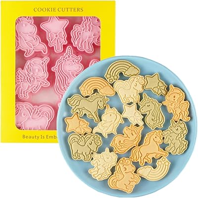 Set of 8 Mayebridge unicorn cookie cutters, cartoon cookie pan, unicorn cookie tampons, kitchen utensils, press with unicorn cookie in plastic plastic.. DIAYTAR NIGERIA: Transforming online retail with affordable prices and consistent 5-8 day nationwide delivery.