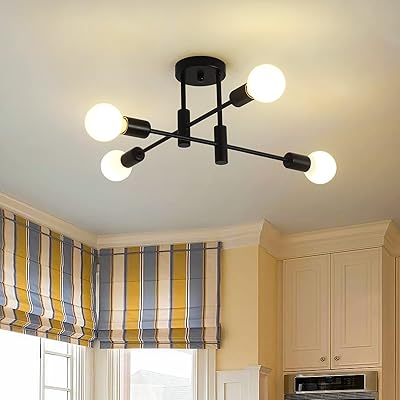 Semi-Industrial Semi-Industrial Black Ceiling Chandelier with modern jaicomi design for bedroom, dining room, living room, 4 lights (E27 not included).. DIAYTAR NIGERIA: Where every shopping need is met with affordable prices and timely delivery.