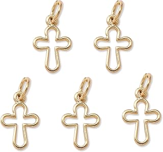 Lekon Sweet 50pcs Small pendants hollow religious cross for manual work, bracelets, necklaces, jewelry and accessories, metal, without precious stones.. Join the movement — fast, affordable shopping only at DIAYTAR Nigeria.