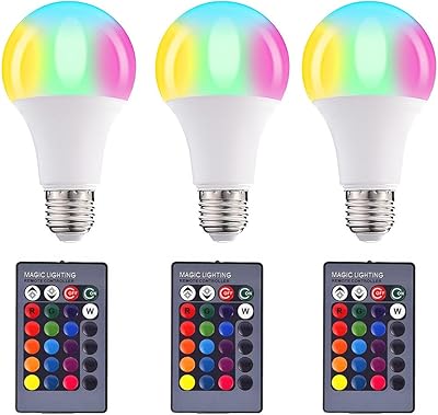 LED bulb with 3 -piece changing color 10W with remote control, intelligent bulb E27 RGB, screwed pellet and white bulb with variable intensity, 16 adjustable colors.. Shop like never before with DIAYTAR NIGERIA's comprehensive marketplace and budget-friendly shipping.