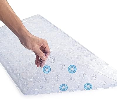 Womdee non -slip bath mat, large bathroom bath mat with heavy handle with drainage holes (transparent white).. Shop local, shop fast — DIAYTAR Nigeria delivers across the country.