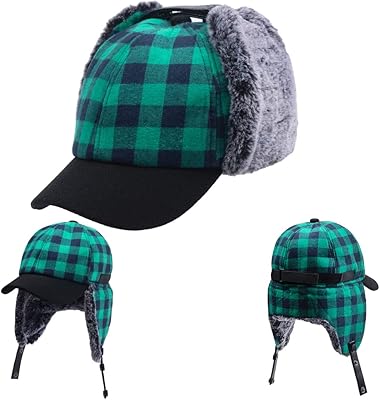 Tartan pilot hat for winter men, aviator's ear flap hat, red and black, hot trapper hat, bomber cap.. Get top brands at bottom prices, only on DIAYTAR Nigeria.