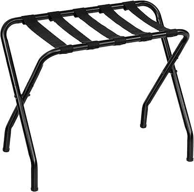 Black foldable luggage luggage rack in stainless steel strap in suitcase fabric.. DIAYTAR NIGERIA: Your partner in affordable online retail with reliable shipping across Nigeria.