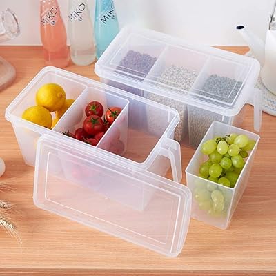 Kitchen storage containers with handle, storage bins of plastic foods with covers for fridge, fridge, desk, freezer, set of 2 food organizers with lid and 6 removable bins.. No hassle, just shopping — DIAYTAR Nigeria delivers in under 8 days.
