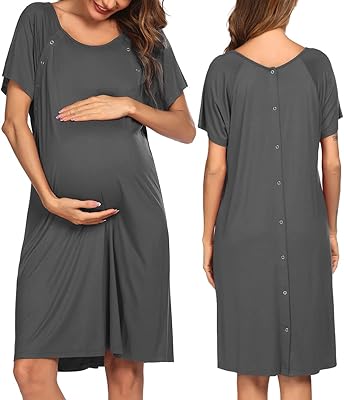 Work and childbirth dress with short sleeves, breastfeeding night shirt and hospital with S-XXL buttons.. Your digital shopping destination, DIAYTAR NIGERIA combines variety with affordability and quick delivery.