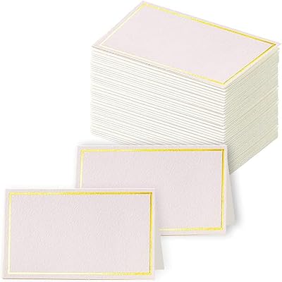 Superior quality table cards with gold leaf border, 100 small table tent cards, escort cards, virgin banquet seat cards to fill, name card for wedding, table, dinners, 2 x 3.5 inches.. Everything you want, delivered fast — DIAYTAR Nigeria does it better.
