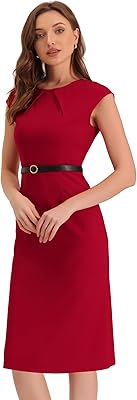 An elegant work dress for women with a round neck, a belt, short sleeves and a cap, suitable for work.. Nigeria's e-commerce leader delivers unmatched variety and value to your doorstep in just 5-8 days.