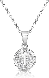 Sterling 925 silver necklace with round alphabet letter with cubic zirconia stones and adjustable chain.. DIAYTAR NIGERIA: Putting quality products within reach of every Nigerian through our affordable marketplace.