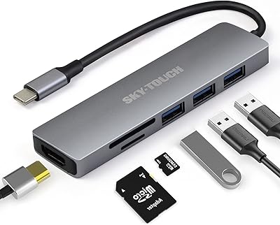 USB C Multiport - Portable aluminum dongle 6 in 1 with HDMI 4K output, 3 USB 3.0 ports and SD/micro SD card reader compatible with MacBook Pro, XPS and Plus Type C.. DIAYTAR NIGERIA brings the market to your fingertips with affordable prices and swift delivery services.