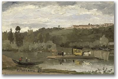 Ferry in Vérenne-Saint Hilaire by Camille Pissaro, 16 x 24 inch wall canvas.. DIAYTAR NIGERIA: Your trusted marketplace that combines variety, affordability and reliable shipping.