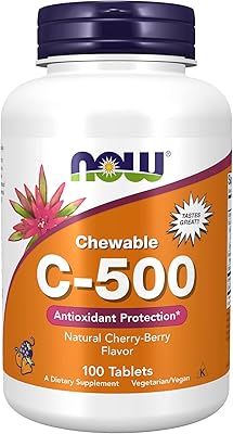 Mineral NOW supplement, vitamin C-500, antioxidant protection*, cherry and bay flavor, 100 chewable pastilles.. DIAYTAR NIGERIA: Where affordability meets variety, with thousands of products delivered in less than 8 days.