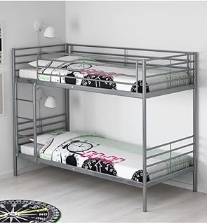 Robust steel mezzanine bed (190x90cm) silver without mattresses.. DIAYTAR NIGERIA puts thousands of products at your fingertips with affordable prices and delivery within a week.