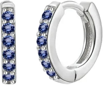 Small Creole Sterling 925 silver earrings with 11 mm blue sapphire stone, 925, precious stone.. Big savings, small wait times — shop now at DIAYTAR Nigeria.