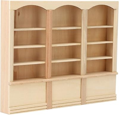 Miniature doll, shelf, library, house furniture, doll house, wooden library, miniature doll house for house (wooden color (triple library)).. Experience retail therapy without the financial stress at DIAYTAR NIGERIA's affordable e-commerce platform.