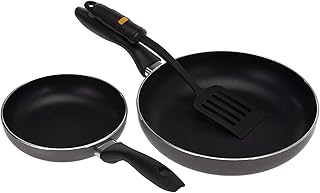 Royalford frying stove in stainless steel with nylon spatula, set of 3 pieces, black.. DIAYTAR Nigeria delivers happiness in 5–8 days, no matter what you buy.