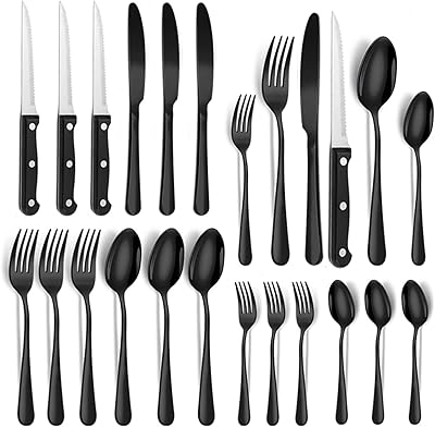 U-Home Argente Service with steak knives, set of food stainless steel cutlery including spoons, forks and knives, set of kitchen cutlery for restaurants and hotels, dishwasher.. DIAYTAR NIGERIA: Your trusted e-commerce partner with extensive product choices and affordable delivery.