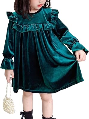 Velvet dress for little girls, long sleeves, princess dress with ruffles, Christmas dress for baby children.. DIAYTAR Nigeria: trusted by thousands for fast, reliable delivery.