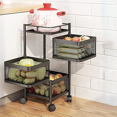 Private rolling carriage with 3 shelves with casters, portable square storage holder for kitchen, bathroom, living room, organizer support for fruit and vegetable containers (color: black).. Shop from anywhere in Nigeria and receive your DIAYTAR purchases at affordable prices within a week.