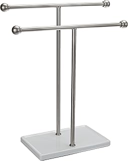 Double T Amazonbasics, nickel/white towel rack.. DIAYTAR NIGERIA: Where quality meets accessibility with affordable prices and prompt shipping.