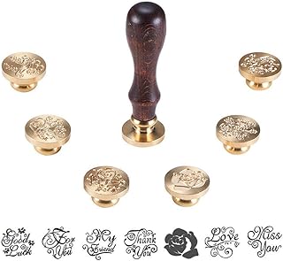Set of classic vintage wax pads bh panda hole with 7 brass initial wax pads and 1 wooden round for envelopes, invitations, wine containers and postcards.. DIAYTAR NIGERIA: Your partner in affordable online shopping with dependable delivery within 8 days.