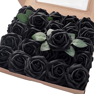 Realistic artificial flowers in ivory foam with stems for DIY wedding bouquets for wedding party table decorations for prenuptial festivals, 25 pieces (black).. Your everyday shopping destination, DIAYTAR NIGERIA offers unbeatable value with quick delivery times.