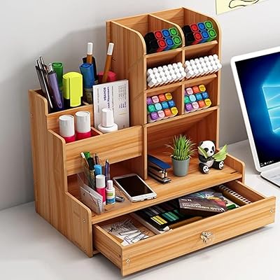 U-Home Improved Wooden Wooder, Organizer of office pens, multifunctional pens organizer, wooden office organizer with school drawer, home office, easy to assemble.. The best online shopping experience in Nigeria — DIAYTAR delivers it all.