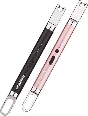 Set of 2 MCHCHERRY electric plasma lighters, rechargeable electronic arc lighter by USB with safety lock, long -range USB electric lighter for barbecue, gas stove, kitchen, fireworks (black + pink gold).. DIAYTAR NIGERIA: Your trusted e-commerce partner with extensive product choices and affordable delivery.