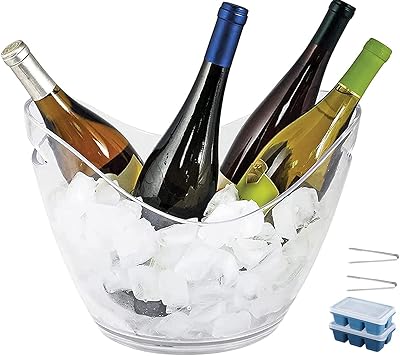 Ice bucket in red acrylic light gilded wine 4L with ice clamps for ice cubes, suitable for interior and exterior festivals.. DIAYTAR NIGERIA: Your partner in affordable online retail with reliable shipping across Nigeria.