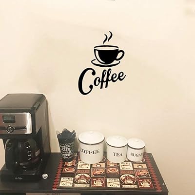 Sitake \ "Coffee + coffee cup \" Wall decoration sticker, black coffee bar decor, removable kitchen panels for the decoration of the kitchen, 41.9 x 52.4 cm.. Navigate through thousands of products at pocket-friendly prices with DIAYTAR NIGERIA's easy-to-use platform.