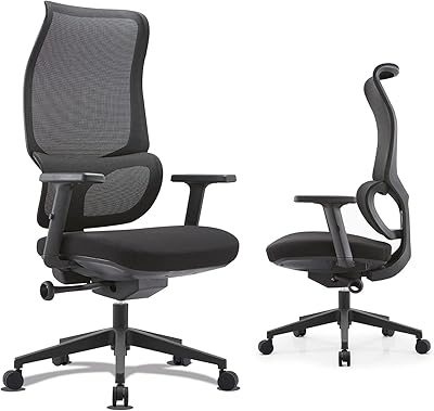 Dakian ergonomic desktop computer chair, wide seat with large headrest, modern office chair with lumbar support, mesh chair with adjustable armrests, black.. Experience the power of choice with DIAYTAR NIGERIA's vast catalog and affordable 5-8 day delivery.