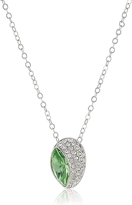 18-carat white gold plated necklace dotted with green Swarovski crystals, SWR-392, one size, white gold plated, Swarovski.. Your trusted shopping partner, DIAYTAR NIGERIA offers extensive selection with quick delivery options.