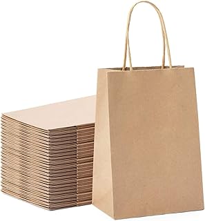 Brown paper bags with Handles Size 15 x 11 x 6 cm, Small Kraft gift bags for birthday party gifts, wedding gifts, goods, prenatal festive items - 24 bags.. DIAYTAR NIGERIA combines affordability with convenience, delivering your purchases within 5-8 days.