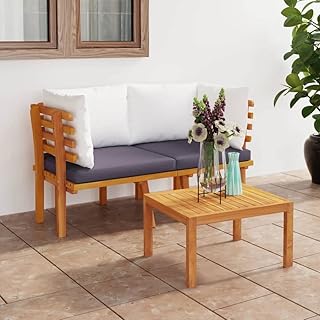 Fidaxl Garden Sofa 2 Societies in solid acacia wood with cushions for outdoor patio, balcony, lounge chair, bench.. Experience convenient online shopping on DIAYTAR Nigeria — wide selection and affordable delivery.