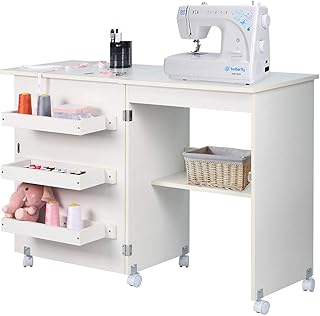 Southern NS Southern Table, foldable DIY carriage and matching sewing cabinet, art office with storage shelves and lockable wheels, (white).. Enjoy the simplicity of shopping with DIAYTAR NIGERIA, offering vast choices delivered in just 5-8 days.