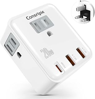 Traveling adapter in the United Kingdom, US travel adapter to UK with USB-C, AC adapter 20 W Type-G with 3 USB ports and 3 sector sockets, 6-in-1 socket adapter for Ireland, Scotland, Kenya, London.. Shop smarter with DIAYTAR Nigeria — affordable prices and a wide product range delivered in just 5 to 8 days.