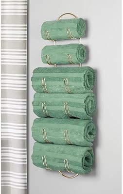 4Basics Wall storage support for towels with 6 sections, hanging towel holder for bathroom, wall organizer for rolled towels and bathrobes.. DIAYTAR NIGERIA: Where shopping is easy, prices are low, and delivery is just days away.